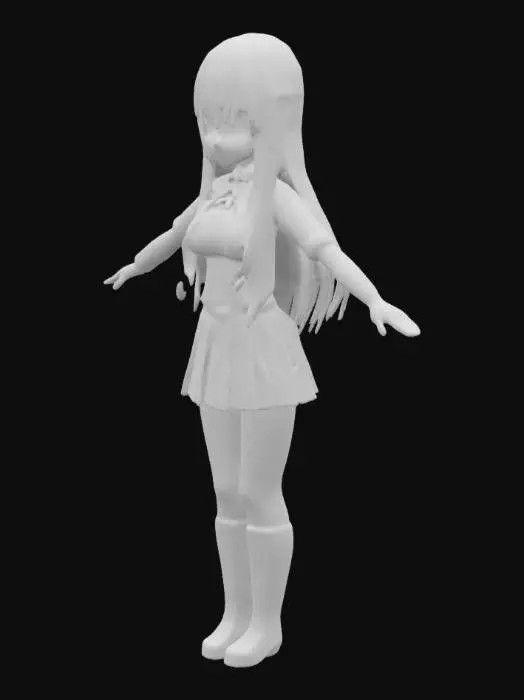 3D model for Anime, ,Shana from Shakugan no shana Anime. ,Curvy body. sexy expression. , Anime Ultra Detailed, . Well-proportioned. Clearly defined features. Highly detailed. Highly stylized. ,recessed features with a depth of at least 2,, clean lines.,, Highly Detailed, A-pose. , Japanese School Uniform