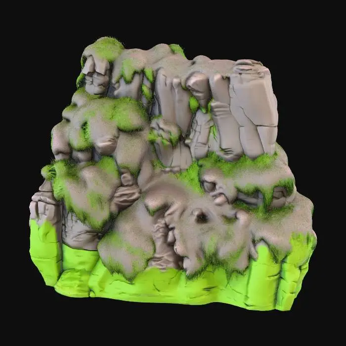 3D model for I want 3d assets for a kinda realistic game i wand a grass cliff with stone and grass that can conect to that grass rock