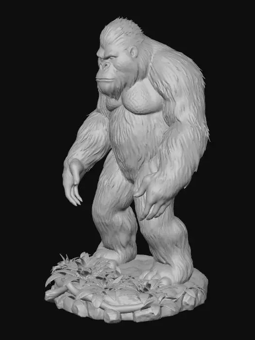 3D model for big foot standing on a base of leaves and branches