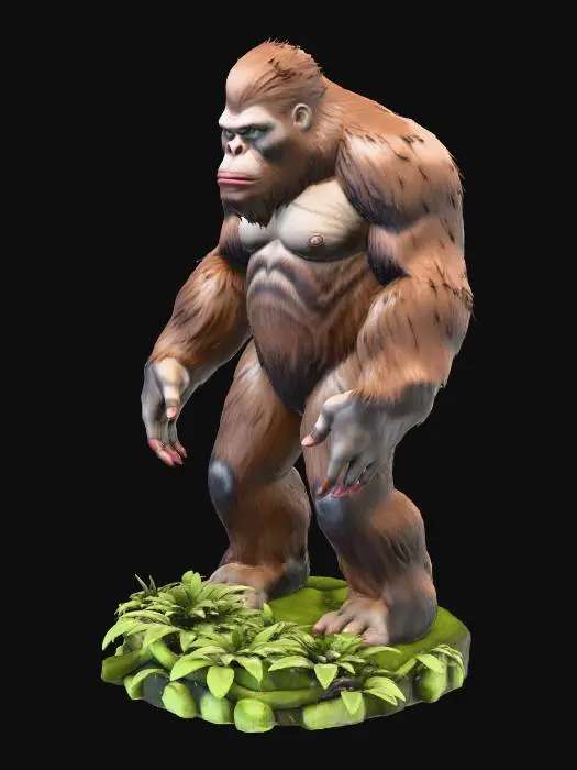 3D model for big foot standing on a base of leaves and branches