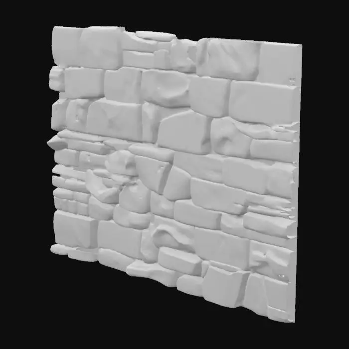 3D model for stylized plaster and stone wall game asset