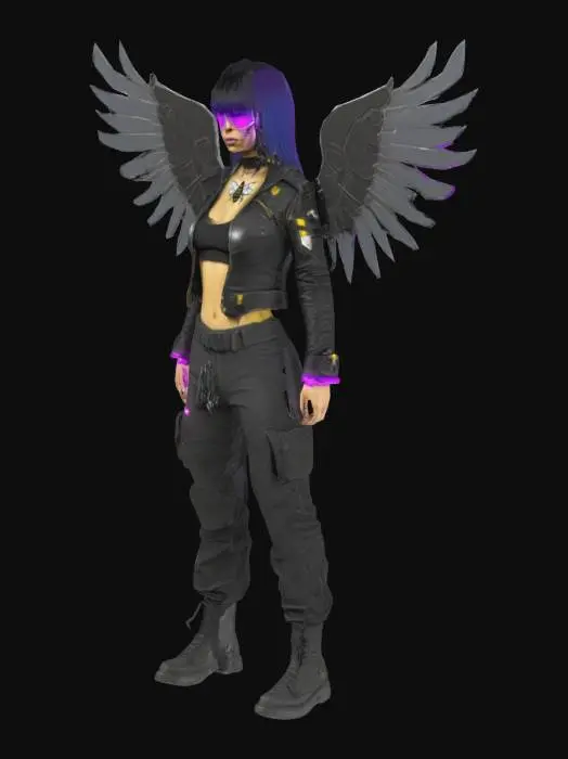 3D model for (Texas) A Cyberpunk Bee As A Humanoid female Gangster, #emblem#