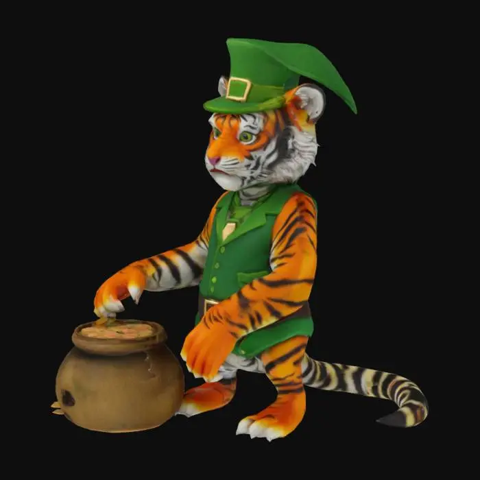 3D model for (Ireland) a tiger as a leprechaun, #emblem#