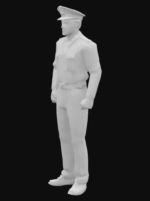3D model for low poly PS1 style navy officer, crewman, realistic but low poly