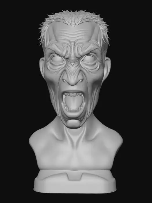 3D model for crea un immagine iper realistica di faccia di quoio metti in risalto la tensione e la paura