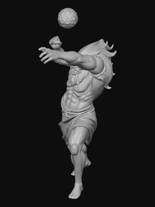 3D model for crea un immagine iper realistica di Zeus che sta lanciando un fulmine in preda all'ira metti in risalto la sua furia