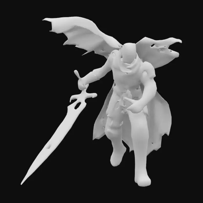 3D model for Berserk Gatsu il guerriero nero in posa da duello