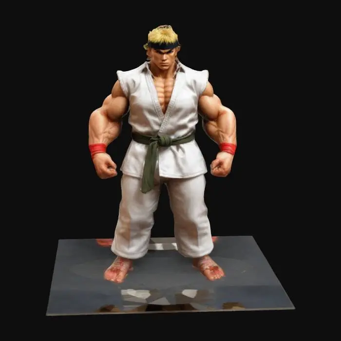 3D model for crea un immagine iperrealistico di Ken del videogioco street fighter della Konami