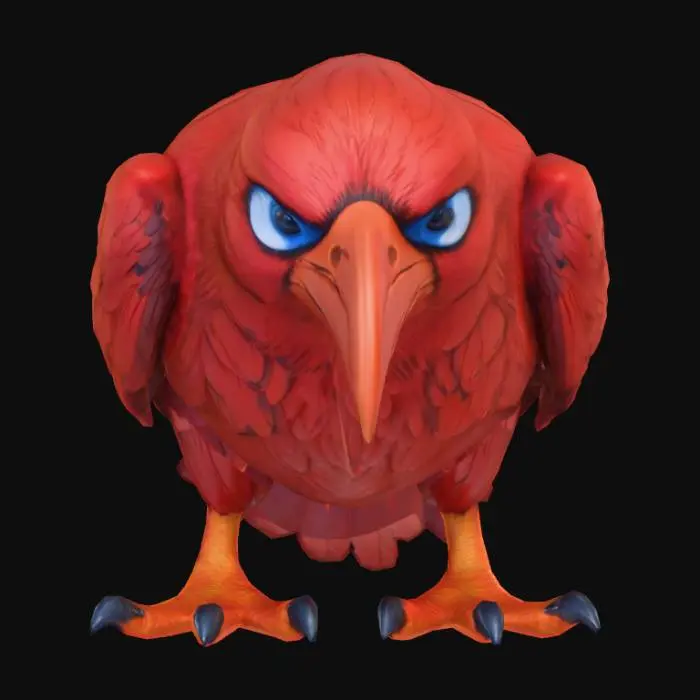 3D model for crea un immagine iper realistica di un corvo dagli occhi gialli, piume nere come il carbone, becco appuntito e zampe affilate metti in evidenza gli occhi penetranti