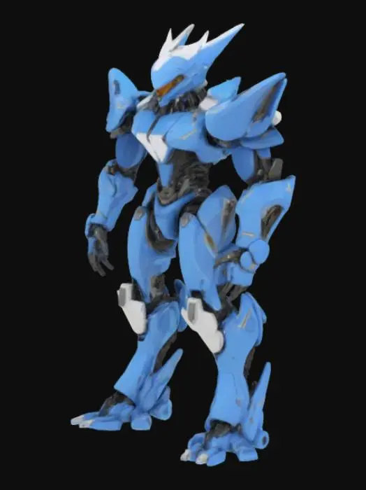 3D model for cool techy mech that has thrusters on his back and a shard looking mask