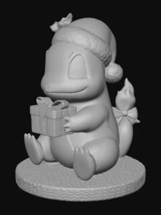 3D model for Świąteczny charmander z zachowaniem użycia maksymalnie 8 kolorów w pozycji która umożliwi mniejsza zmianę filamentow