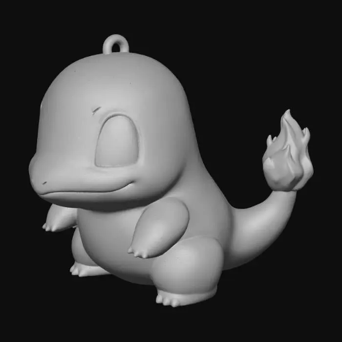 3D model for swiateczna ozdoba na choinke inspirowana charmanderem w wersji chibi,latwy do wydrukowania na drukarce 3d