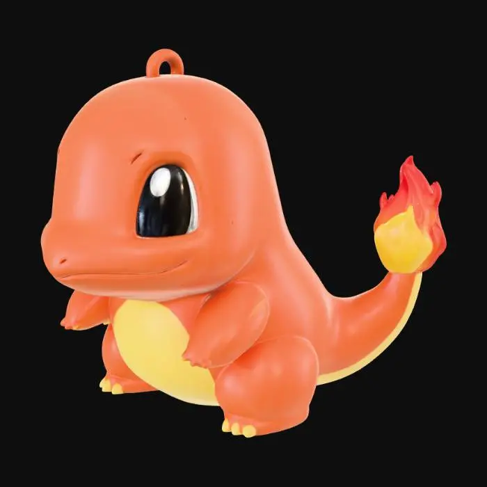 3D model for swiateczna ozdoba na choinke inspirowana charmanderem w wersji chibi,latwy do wydrukowania na drukarce 3d