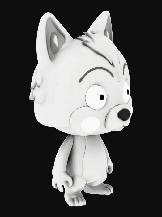 3D model for cute chibi toy figurine, small humanoid body with oversized wolf head, labubu style, big round eyes, tiny body, soft rounded shapes, minimal details, smooth sculpt, clean topology, centered full body, neutral standing pose, monochrome clay render, matte surface, symmetrical, manifold watertight mesh, optimized for 3D printing, high quality zbrush sculpt.
clean mesh, manifold, watertight, optimized for 3D printing