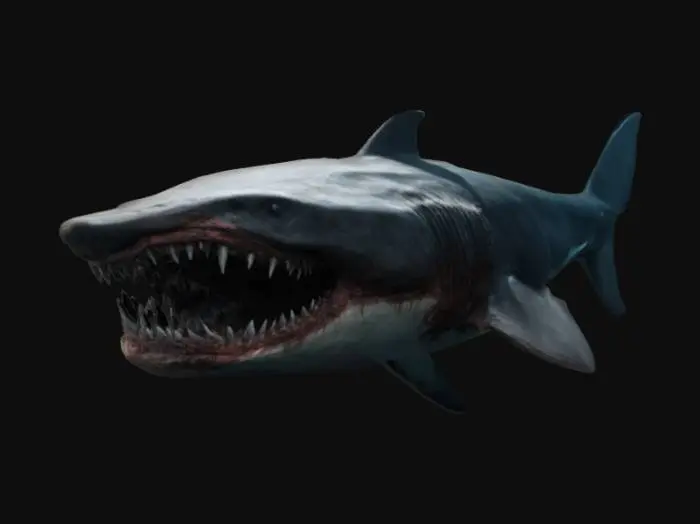 3D model for giant wide sea beast looks like shark jaws open