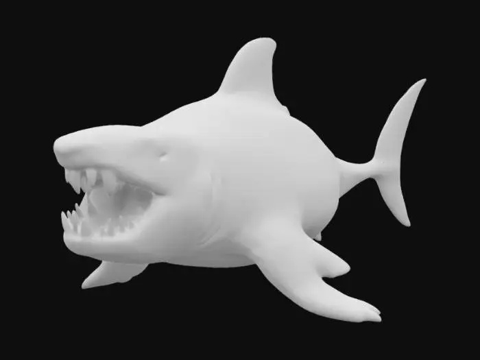 3D model for giant wide sea beast looks like shark jaws open