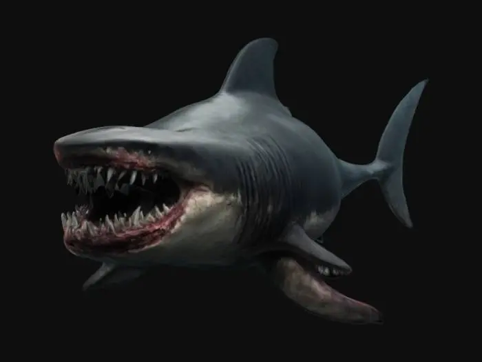 3D model for giant wide sea beast looks like shark jaws open