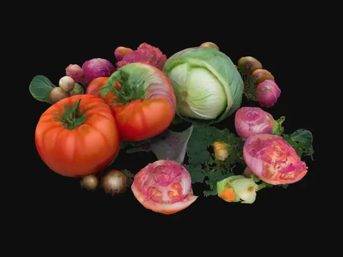 3D model for a trippy garden with lots of tomatos onions and cabbage #garden#