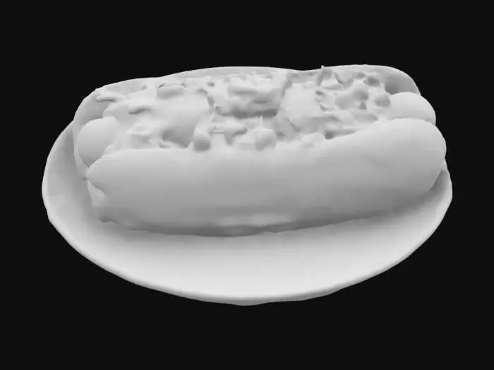 3D model for chili cheese hot dog with shredded onions