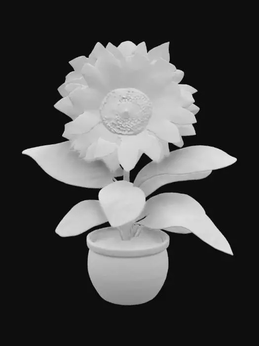 3D model for #garden#, sunflowers in a pot