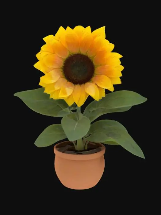 3D model for #garden#, sunflowers in a pot