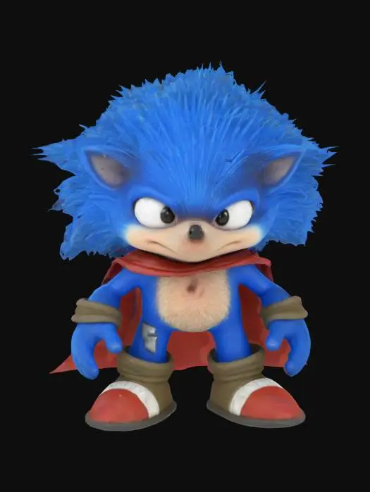 3D model for an ugly blue failure of a hero hedgehog 