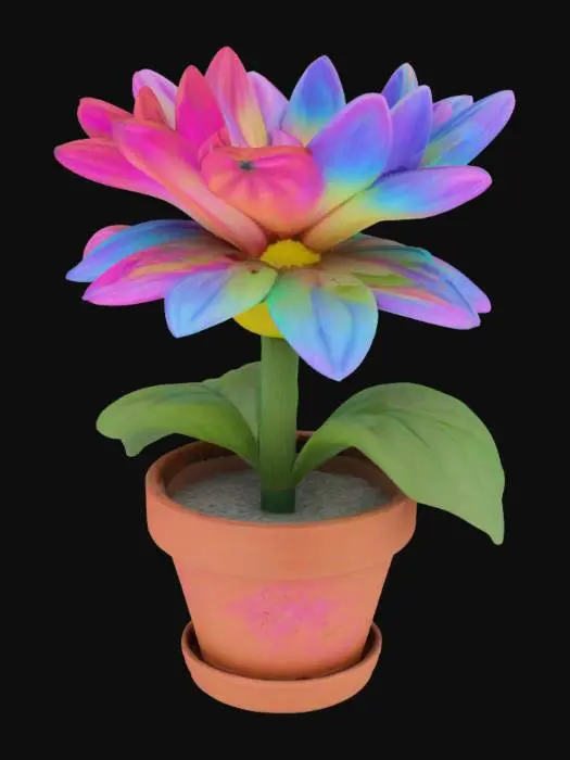 3D model for #garden#, psychedelic daisy in a small pot
