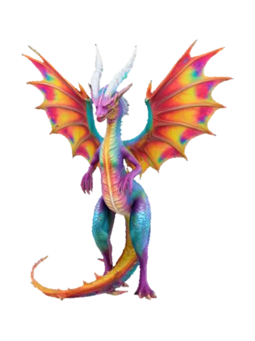 majestic psychedelic dragon lady - Serpentine 3D model, vytvořený pomocí AI