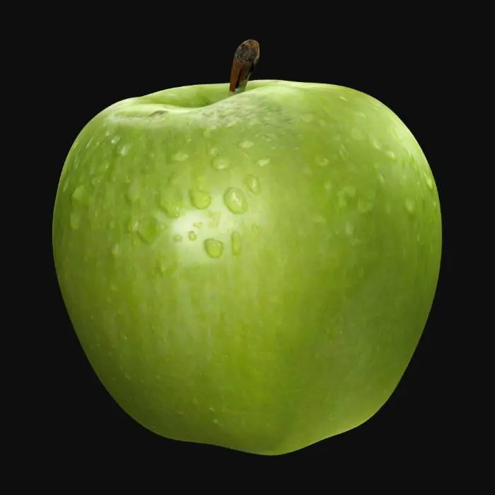 3D model for a crisp sweating granny green apple