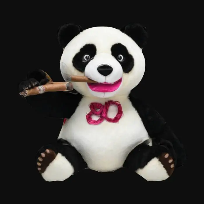 3D model for #valentine#, huge panda plushie bear holding a cigar in its mouth