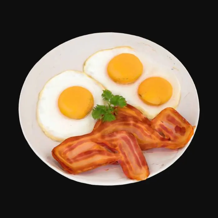 3D model for a plate of eggs and bacon