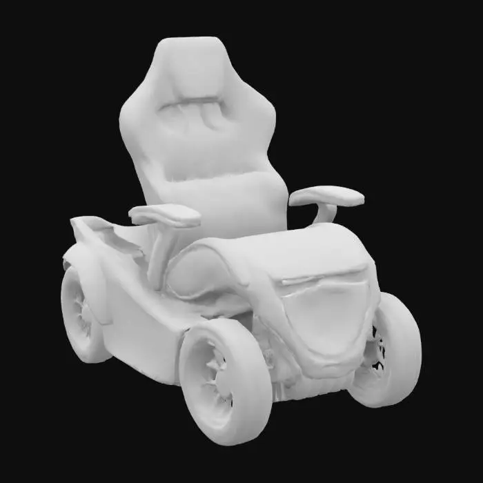 3D model for a really trippy gaming chair with wheels like a car