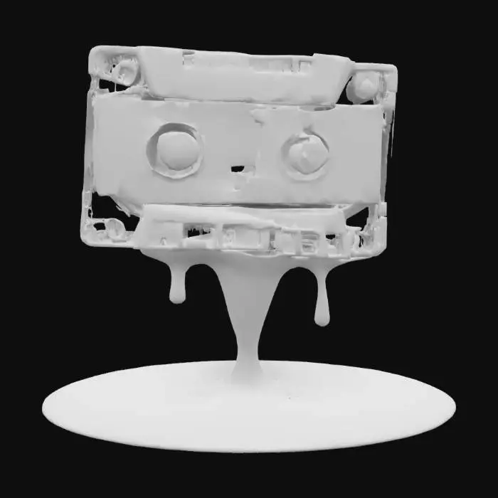 3D model for A levitating cassette tape, oozing purple goo