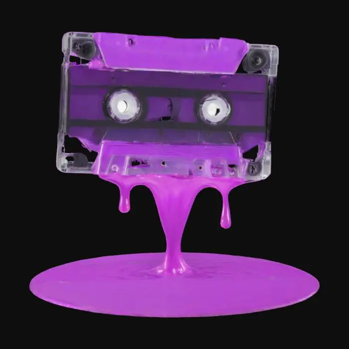 3D model for A levitating cassette tape, oozing purple goo
