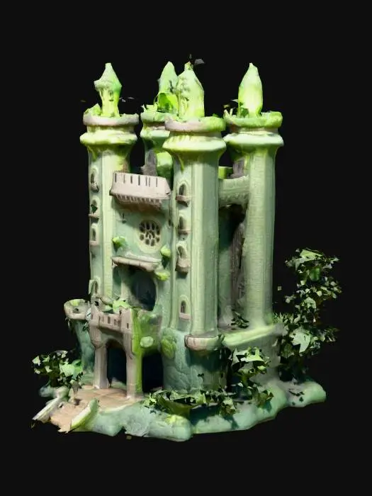 3D model for Castelo de um reino de brócolis antropomorfizados, castelo feito de brócolis, bem bonito e detalhado