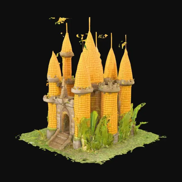3D model for Castelo de um reino de milhos antropomorfizados, castelo feito com total tematica de milho, bem bonito e detalhado