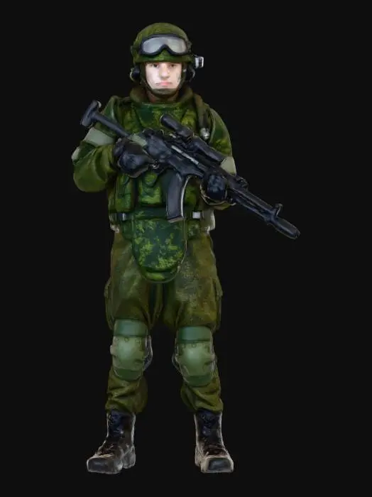 3D model for Russian Soldier in Camo Gear