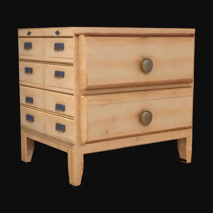 3D model for Uma cômoda feita de madeira com duas gavetas com shape lowpoly