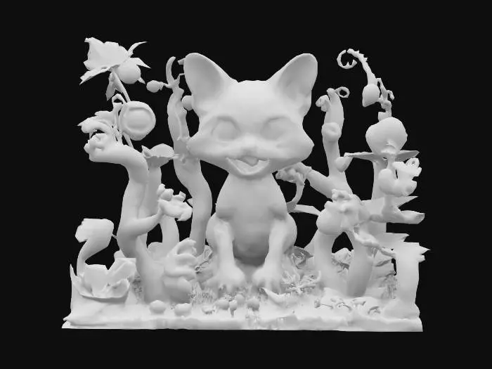 3D model for Imagine a garden.
The garden is hyper detailed and realistic. but there's a twist.
The plants are twisted and morphed people that are in agony.
Each plant is made of mixed body parts like an arm for a stem, eyes or even decayed faces.
Make the scene vibrant and creepy with a mix of ominous impending danger.
There is a happy kitten in the middle of the scene with cute fur and big eyes and a menacing human smile.
, #garden#