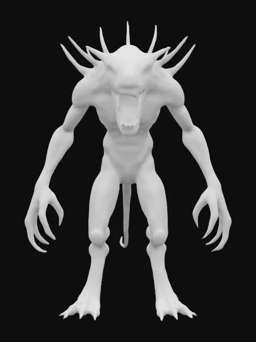 3D model for Imagine a faceless monster with gaping razor-sharp teeth in a full circle where the eyes should be, this creature has an upside-down head with intricate attention to detail.
The creature is a quadruped nightmare with the legs symmetrical and the claws proportionate.
The ears eyes tail and paws are the most detailed.
Each limb and detail crafted with precision, care and advanced technology.
Pay attention to small details and hard to reach places for Real Life quality.
Matte.
#ChronoForgeWeapon#
