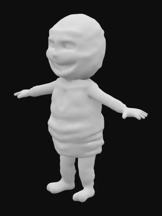 3D model for Make a cartoon 3d character , he is a mix of a mummy and pickles in t-pose arms spread ready for rigging