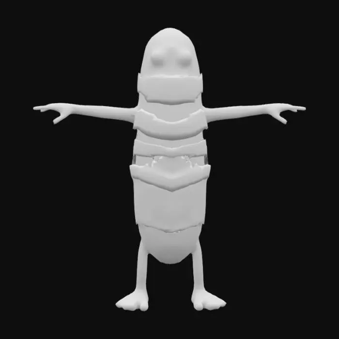 3D model for Make a cartoon 3d character , he is a mix of a mummy and pickles in t-pose arms spread ready for rigging