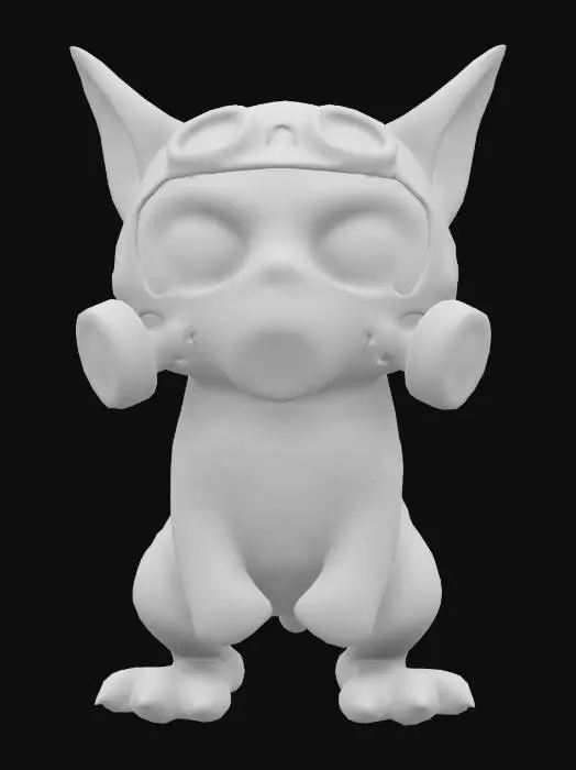 3D model for A short fat obese Japanese Anime Humanoid Cat that has American short hair fur and wearing a Military style Gas Mask.