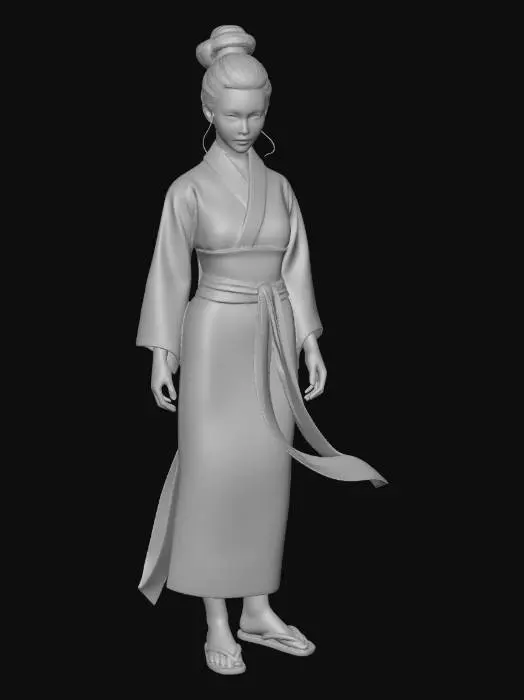 3D model for Samurai_Vigilante_0113165615 no weapons, mesh ready to use for game development, pretty woman
