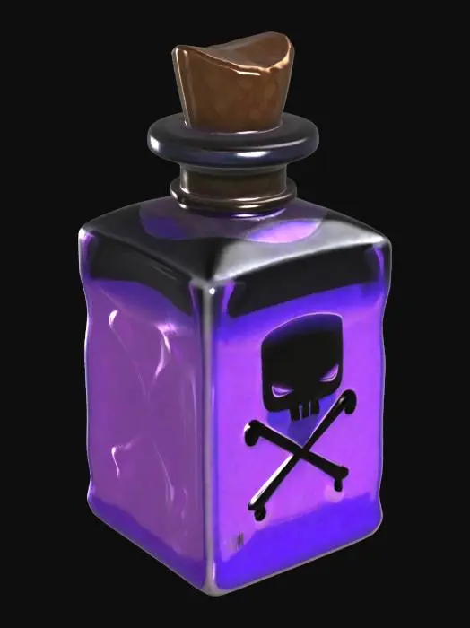 3D model for Purple glowing poison in a glass bottle with cork