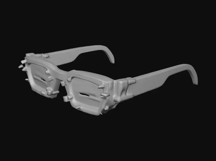 3D model for Create a low-poly Roblox UGC Limited sunglasses accessory with a glitched digital style.

Shape: clean, stylized shades with a bold rectangular or angular frame that fits Roblox avatar faces.

Design detail: add small floating glitch fragments or cubes around the lenses and edges, giving the illusion of a digital distortion effect.

Material: flat stylized shading — no photorealism. Use solid colors (black, dark gray, or neon highlights).

Lenses: slightly transparent with subtle pixelated patterns or streaks to enhance the glitch effect.

Style: Roblox-inspired, bold, low-poly geometry with clean lines.

Final result: trendy “Glitched Shades” UGC Limited — futuristic, collectible, and Roblox-ready.