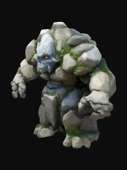 3D model for earth elemental, made of stones and rocks, with 4 arms