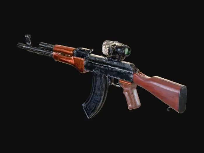 3D model for a classic ak47 with laser and scope