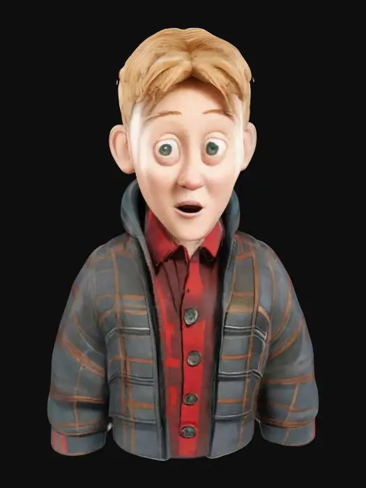 3D model for Surprised Character in Plaid