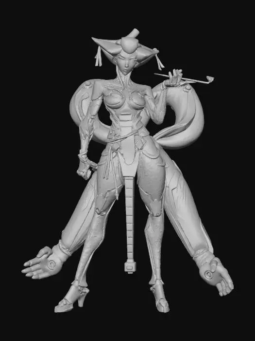 3D model for Cyber Geisha Warrior